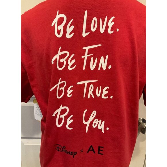 Disney x AE Red Mickey Mouse Disney Fireworks Crew Nech T-Shirt, Size Small - Picture 6 of 7